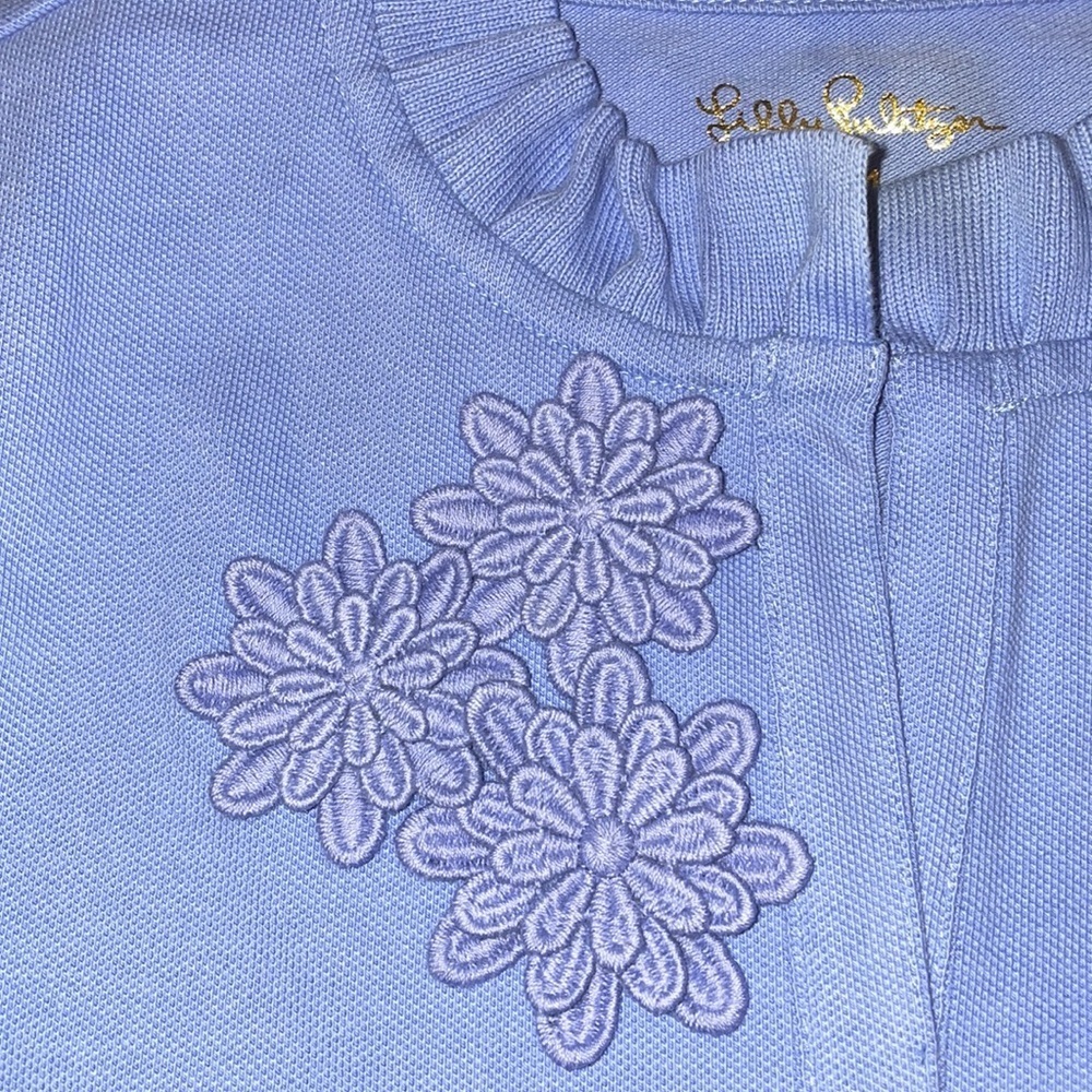 Lilly pulitzer girls Therry polo in blue hyacint size medium (6-7) NWT - Picture 2 of 10